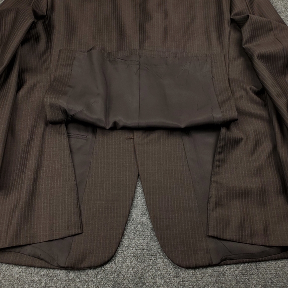 Burberry Blazer 44R Pinstripe Suit Jacket Sport Coat Brown Wool Luxury Formal - Picture 11 of 12